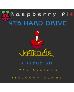 4TB Retropie HARD DRIVE + 128GB SD Card for Raspberry Pi 4 - 175+ Systems, 180,000+ Games - Plug & Play!