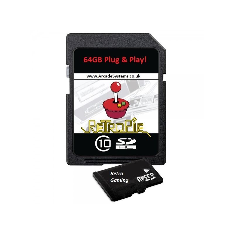 64GB RetroPie SD Card for Raspberry Pi 3B/+ Plug and Play