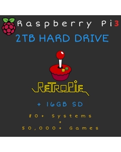 2TB Retropie HARD DRIVE + 16GB SD Card for Raspberry Pi 3B+ - 80+ Systems, 50,000+ Games - Plug & Play!