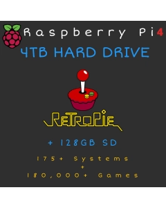 4TB Retropie HARD DRIVE + 128GB SD Card for Raspberry Pi 4 - 175+ Systems, 180,000+ Games - Plug & Play!