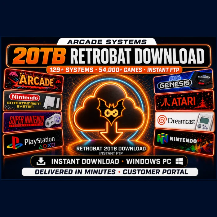 20TB RetroBat Download — 129 Systems · 54k+ Games
