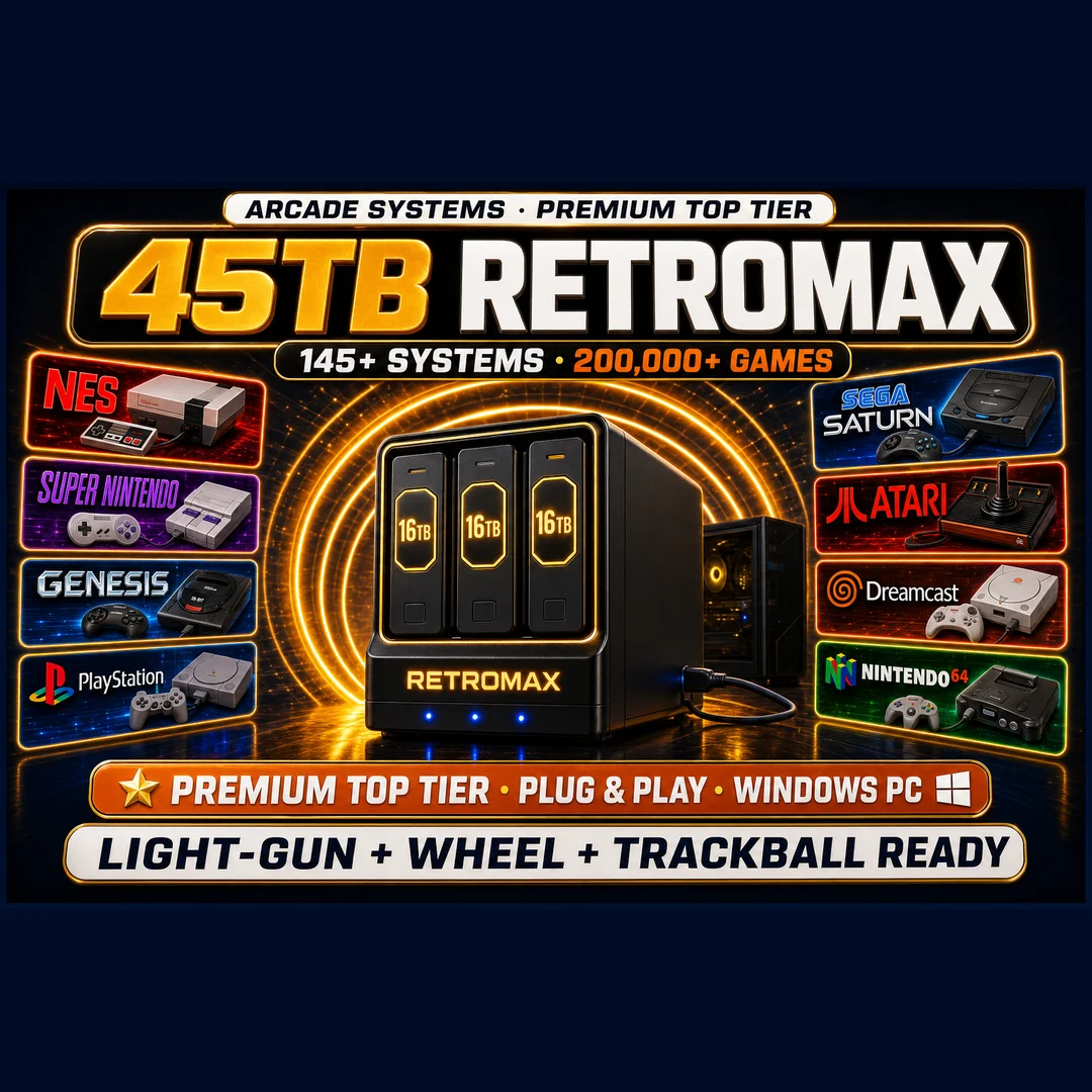 45TB RetroMAX RetroBat — 145 Systems · 200k+ Games