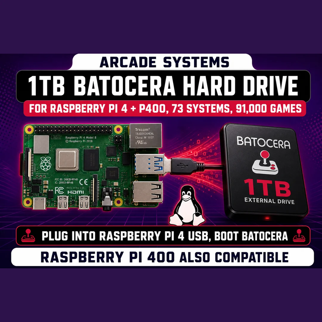 1TB Batocera Hard Drive for Raspberry Pi 4 + 400 — 73 Systems