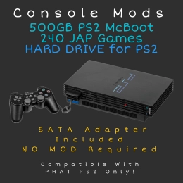 500GB PS2 MCBOOT Hard Drive - NO MOD NEEDED - 240 JAP Games - Plug and Play