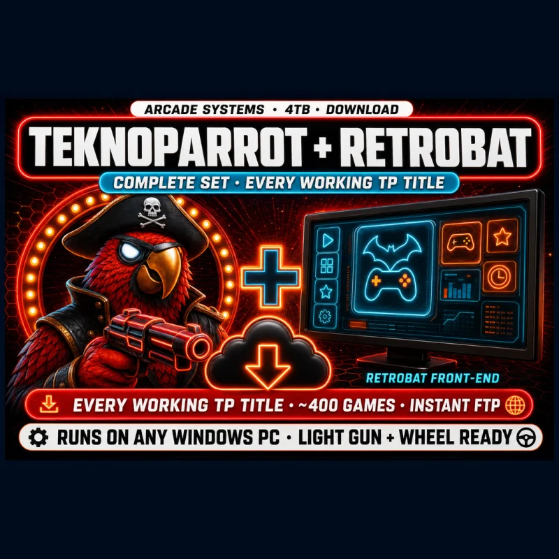 4TB TeknoParrot Complete Set + RetroBat Download — 400+ Games