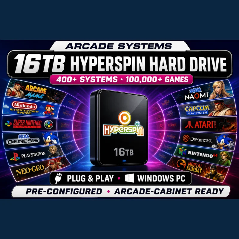 16TB Hyperspin Hard Drive — 400+ Systems · 100,000+ Games