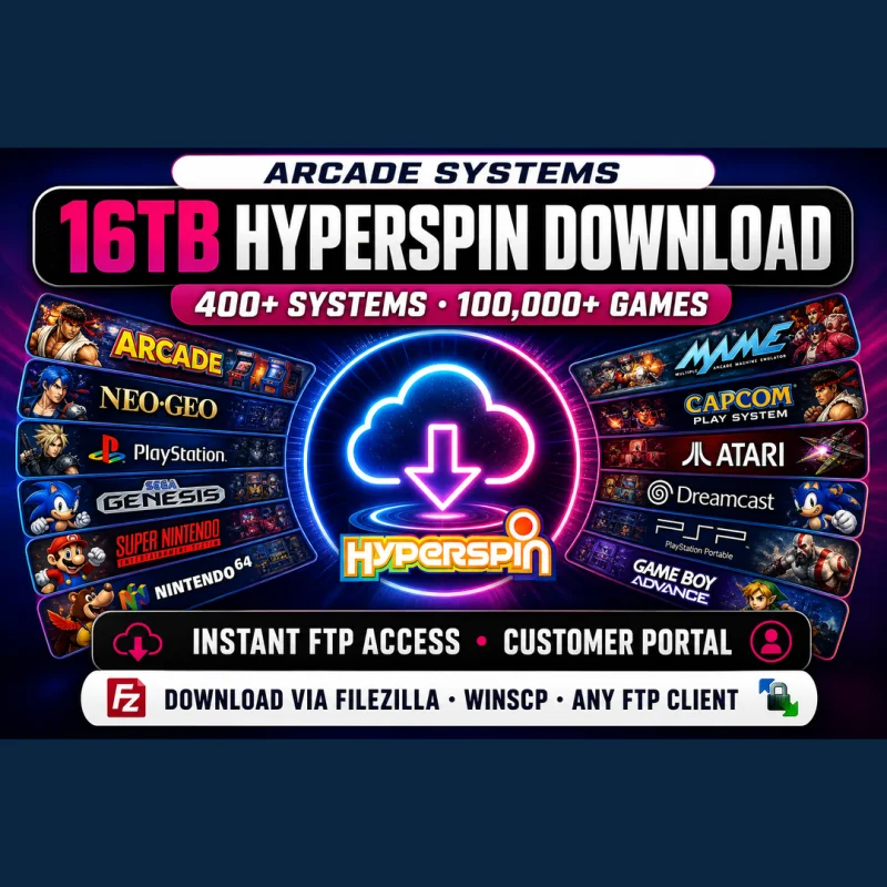 16TB Hyperspin Download — 400+ Systems · 100,000+ Games
