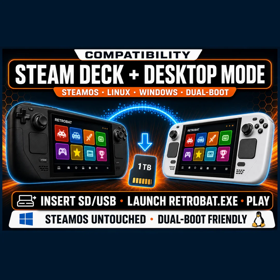 1TB RetroBat SD/USB for Steam Deck — Plug & Play