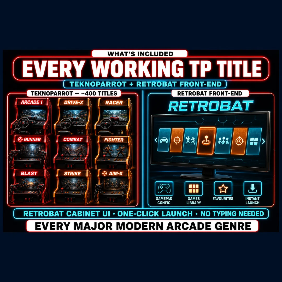 4TB TeknoParrot Complete Set + RetroBat Download — 400+ Games
