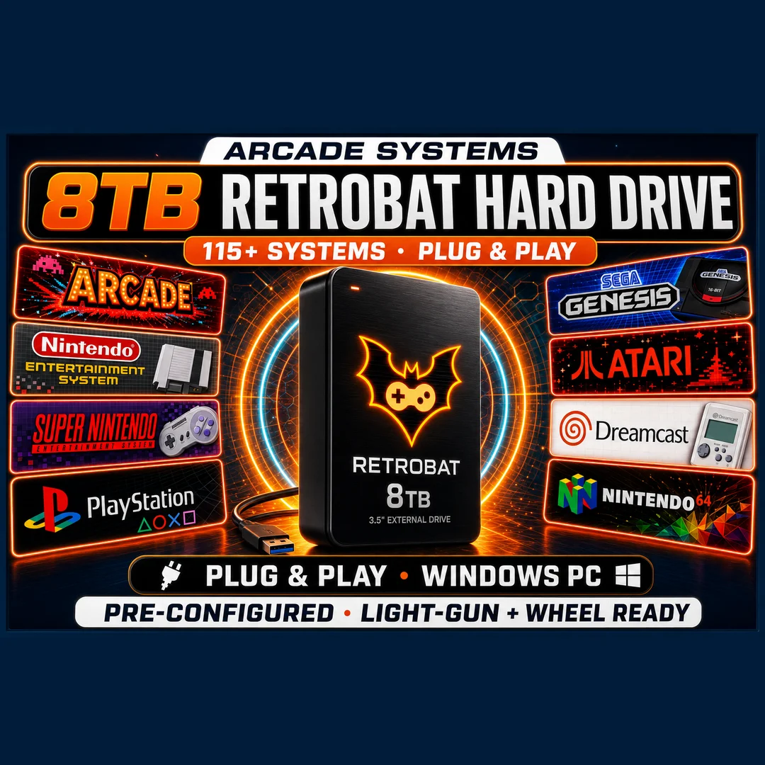 8TB RetroBat Hard Drive — 115+ Retro Systems