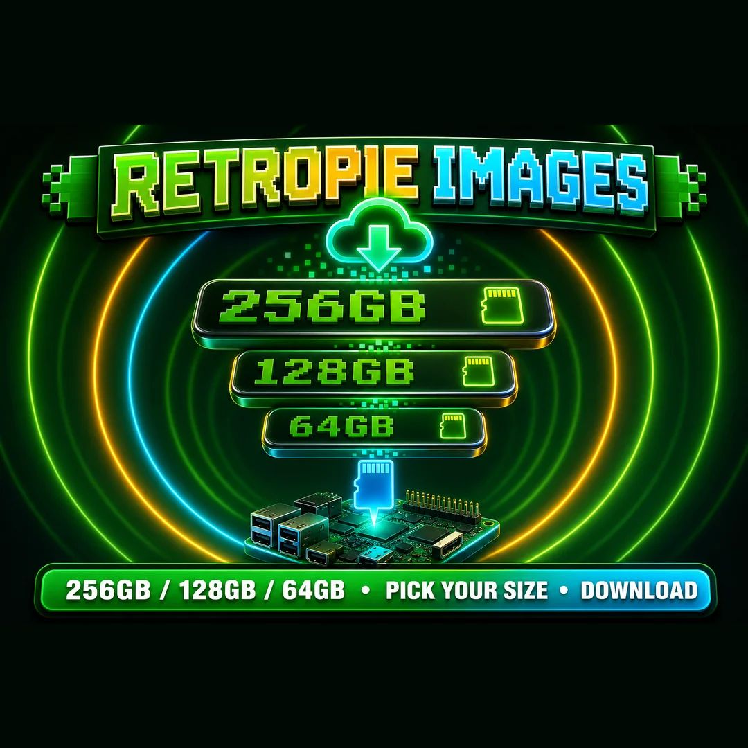 RetroPie Image Downloads — 64GB / 128GB / 256GB Pick Your Size